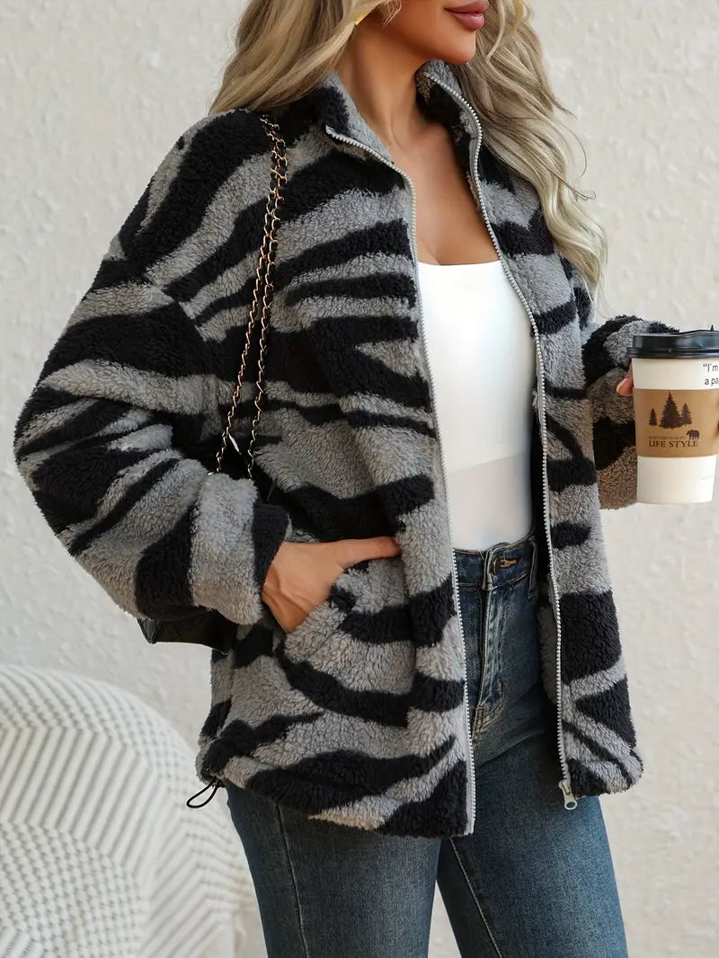 Zora – Zebra Fleece Jacket