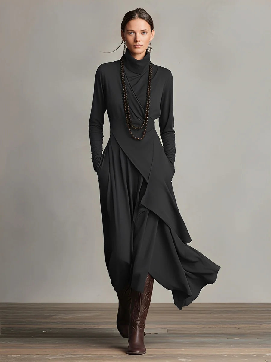 Aurora Asymmetrical Turtleneck Dress