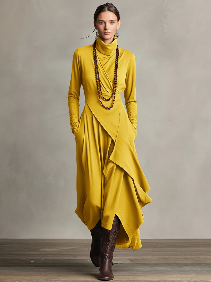 Aurora Asymmetrical Turtleneck Dress